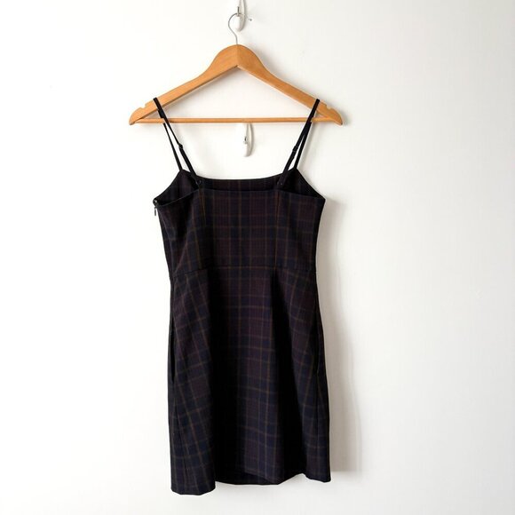 Aritzia Wilfred New Classic Isabelle Check Plaid Mini Dress Dark Navy Size 4 - Picture 7 of 9